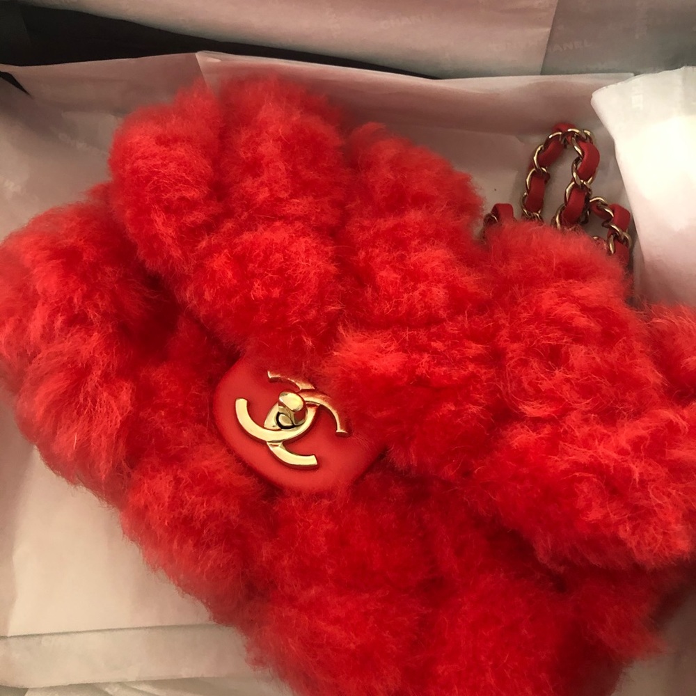 Chanel Designer Fur Shearling Red Quilted